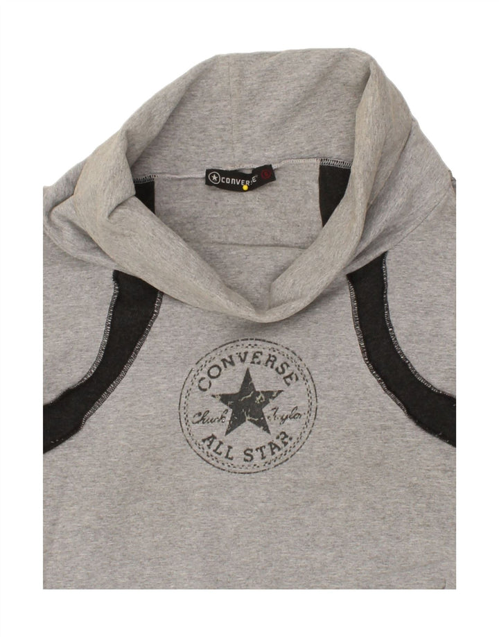 CONVERSE Womens Graphic Roll Neck Sweatshirt Jumper UK 10 Small  Grey Vintage Converse and Second-Hand Converse from Messina Hembry 