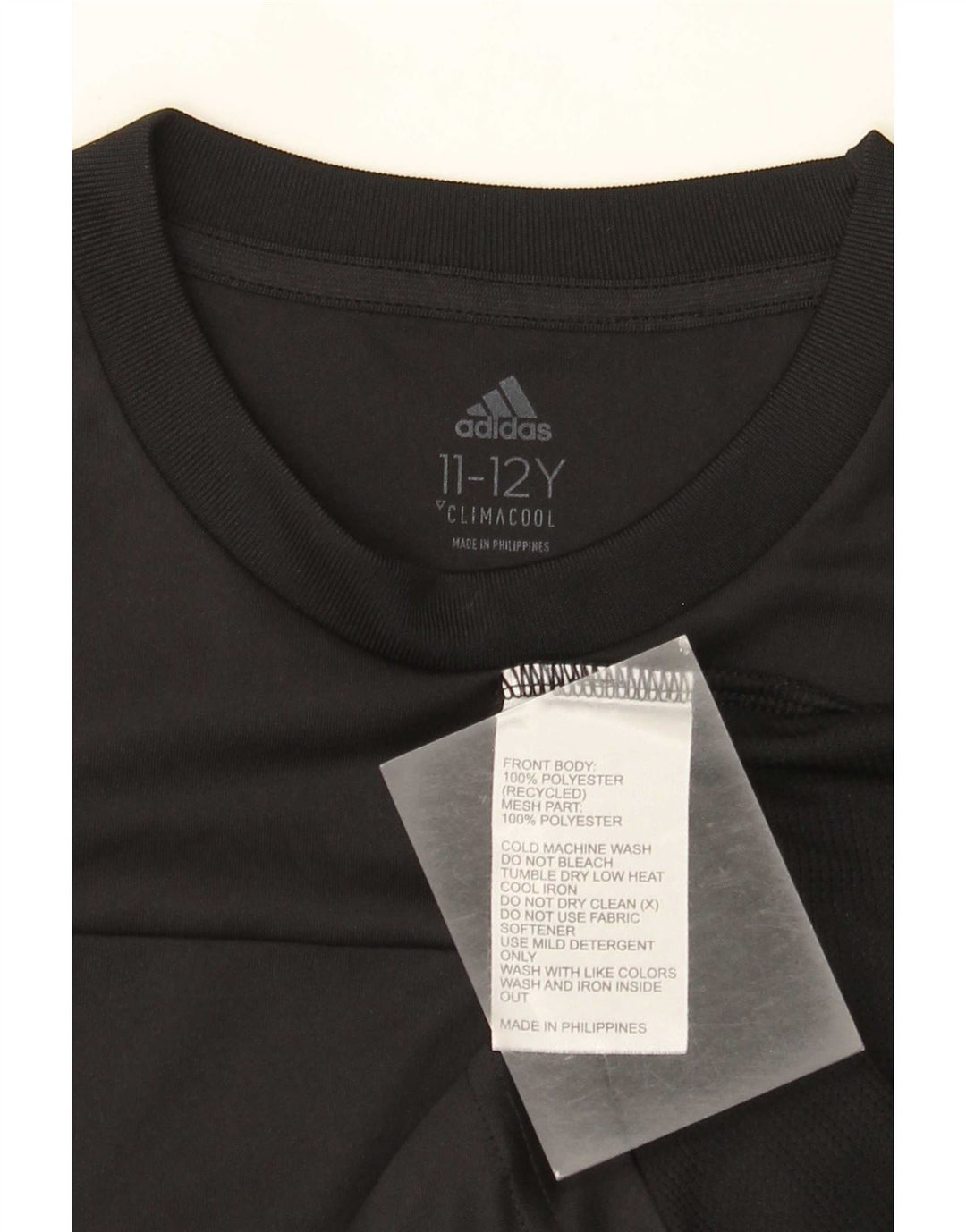 Adidas Boys Climacool Graphic T-Shirt Top 11-12 Years Black Polyester