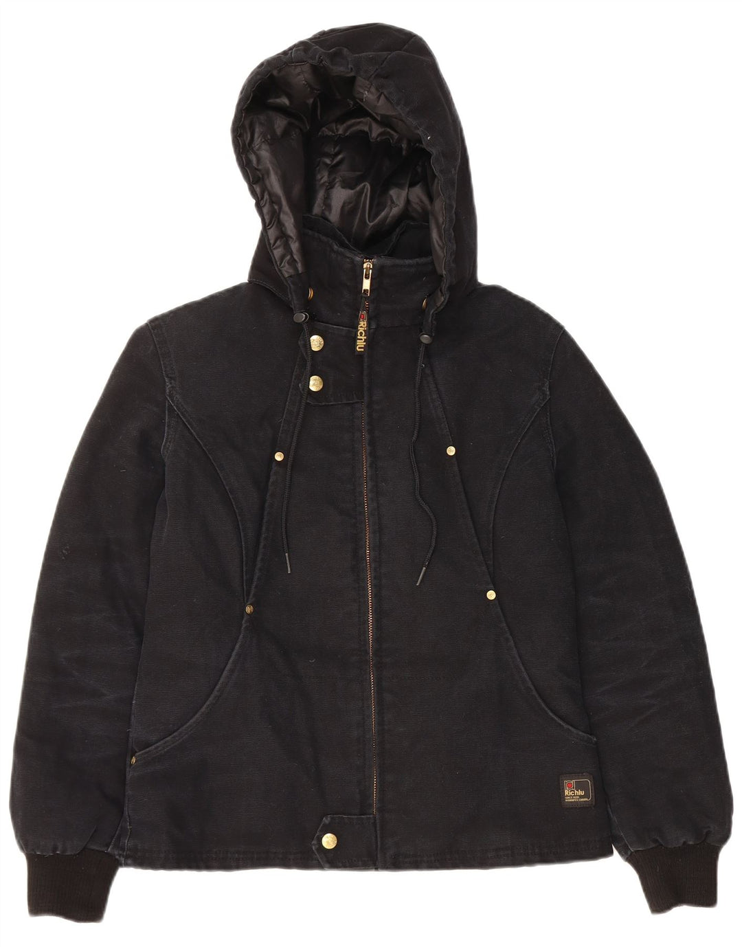 Giacca imbottita con cappuccio da donna Richlu UK 14 media nera