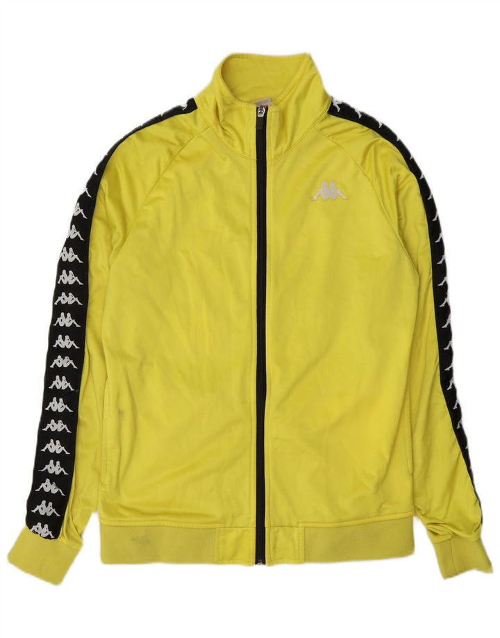 Kappa Womens Graphic Tracksuit Top Jacket UK 14 Medium Yellow Colourblock