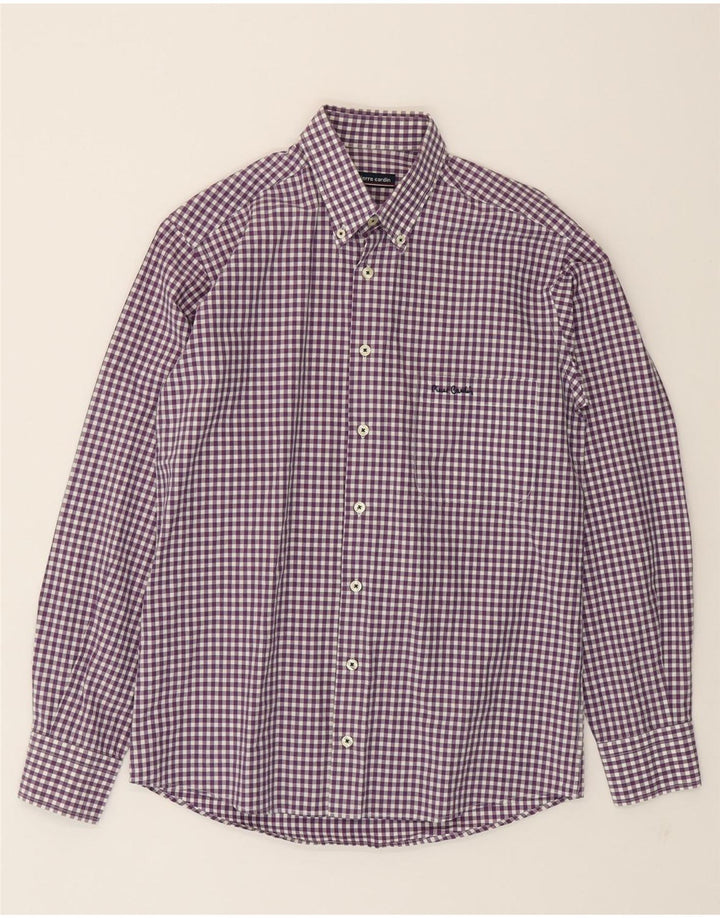 PIERRE CARDIN Mens Shirt Small Purple Gingham Cotton Vintage Pierre Cardin and Second-Hand Pierre Cardin from Messina Hembry 