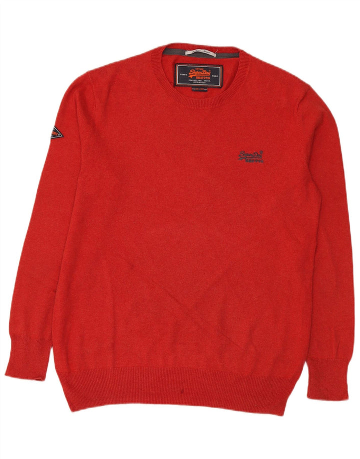 Maglione maglione girocollo da uomo Superdry grande cotone rosso
