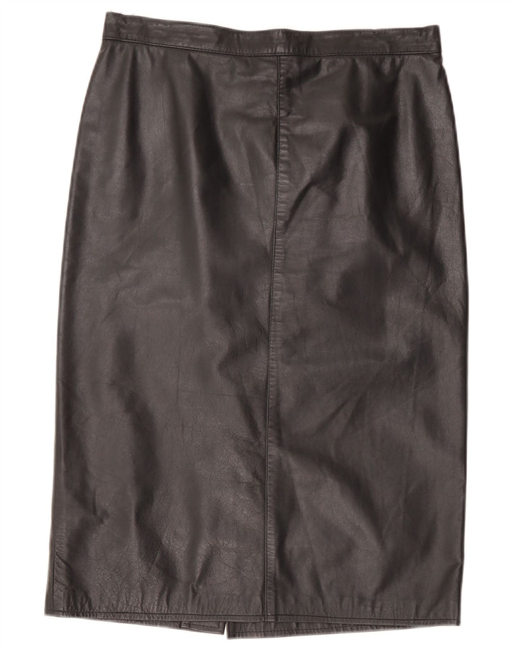 Vintage Womens Leather Skirt W32 Large Black