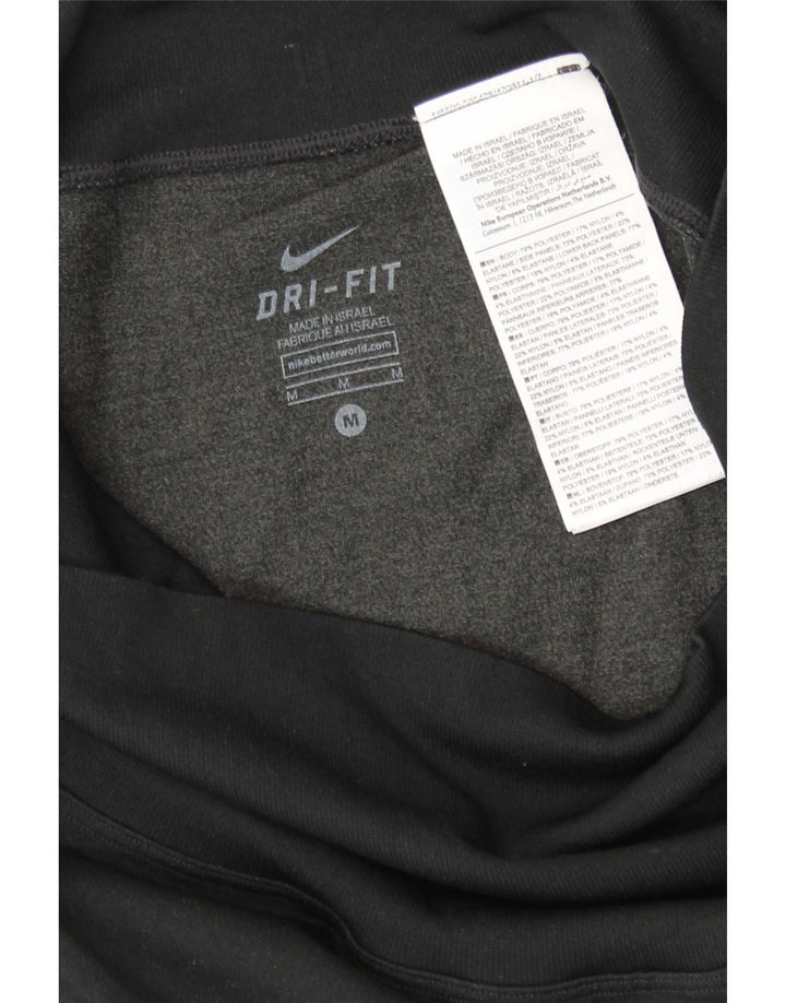 Nike Womens Dri Fit Leggings UK 12 Medium Black Colourblock Polyester