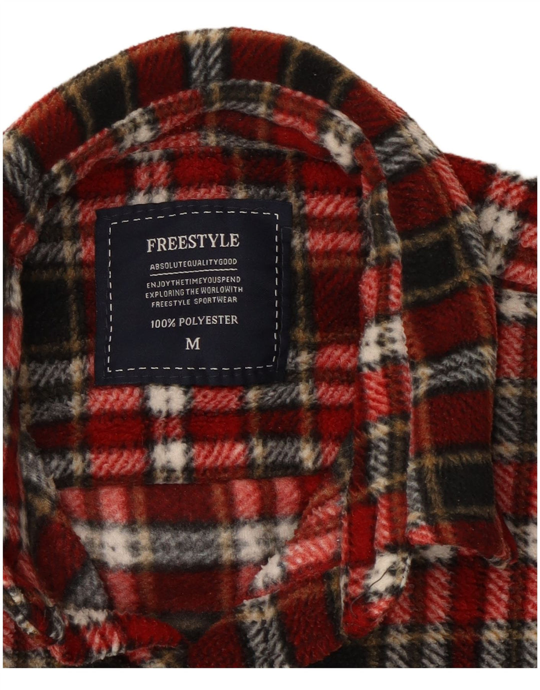 Vintage Mens Flannel Shirt Medium Red Check Polyester