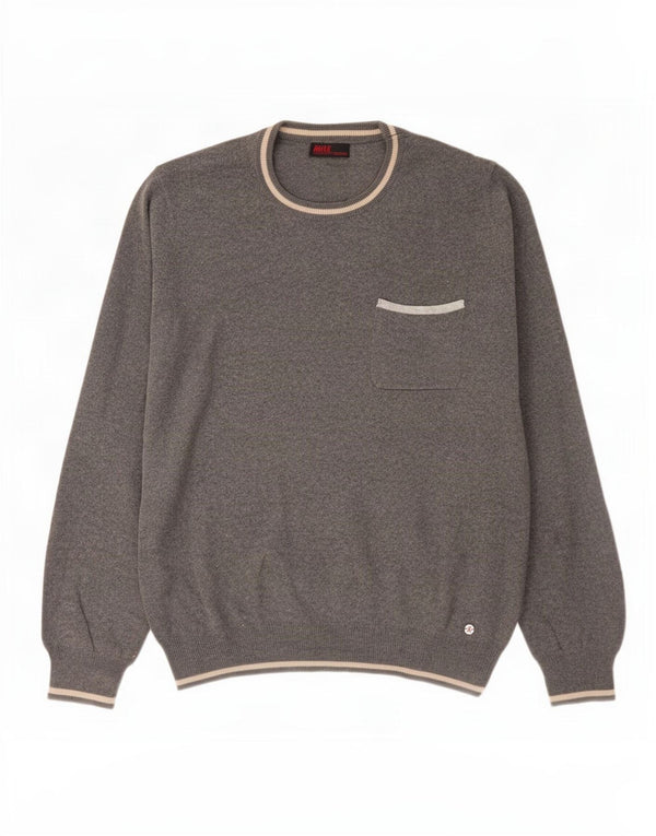 Rifle Mens Crew Neck Jumper Sweater Medium Grey Cotton