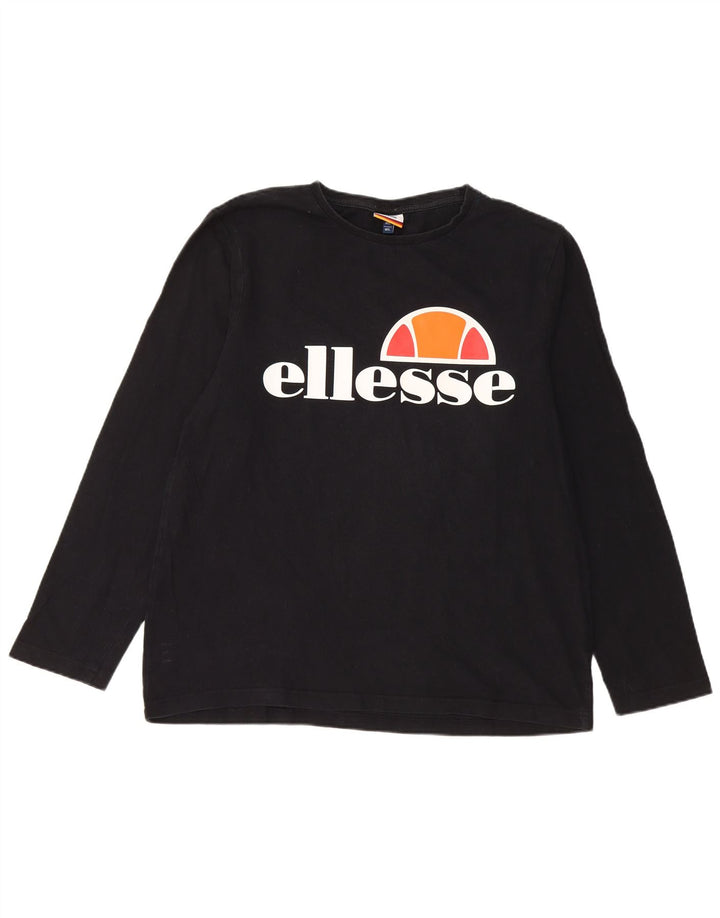 Ellesse Mens Graphic Top Long Sleeve Large Black Cotton