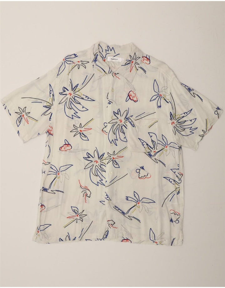 RAGOUT Mens Short Sleeve Shirt Large White Floral Vintage Ragout and Second-Hand Ragout from Messina Hembry 