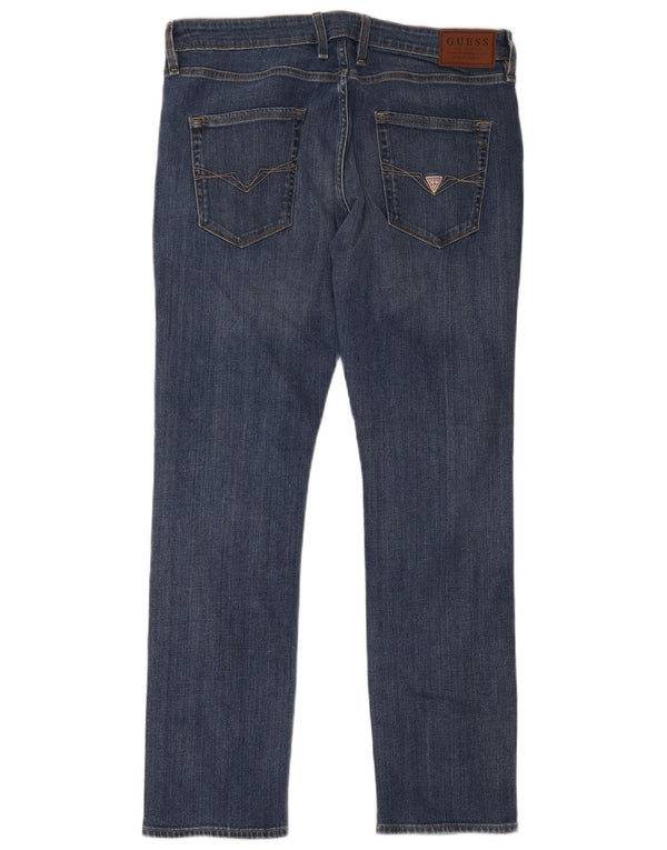 Guess Mens Vermont Slim Straight Jeans W34 L31 Blue Cotton