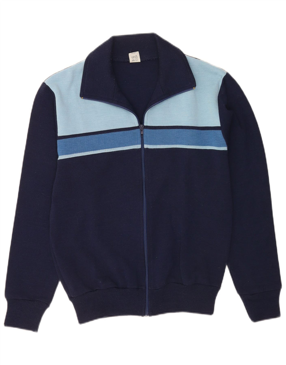 Vintage Mens Tracksuit Top Jacket IT 48 Medium Navy Blue Colourblock