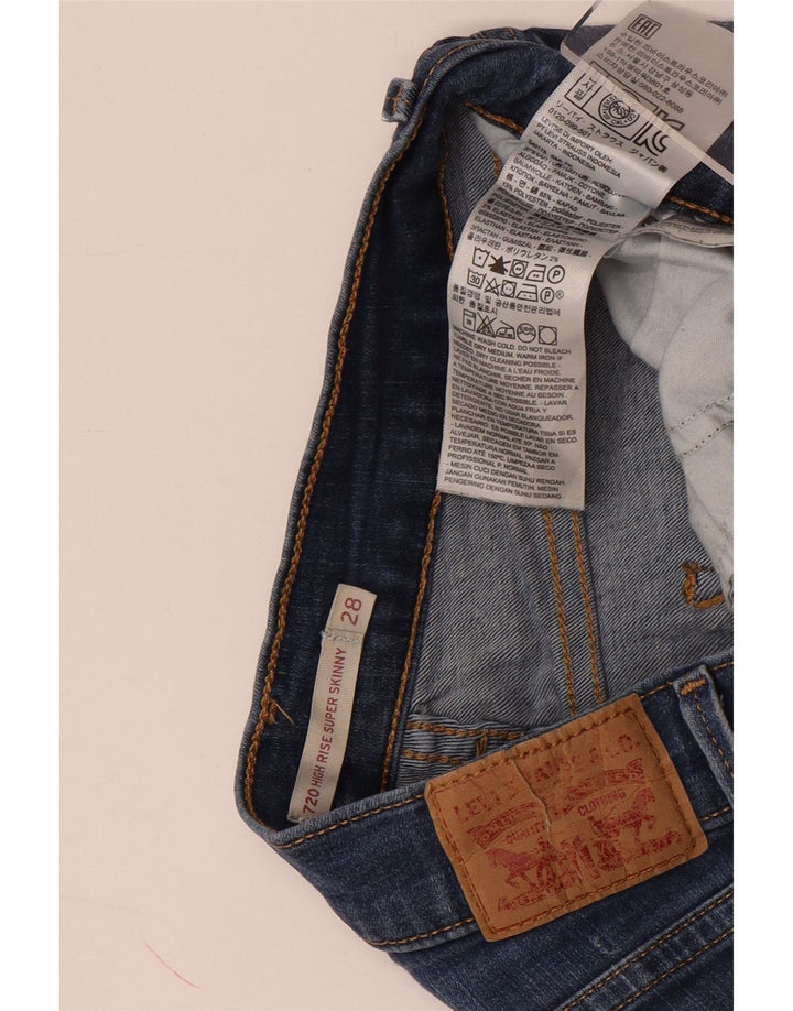 LEVI'S Damen 720 High Rise Denim Shorts W28 Mittelblaue Baumwolle