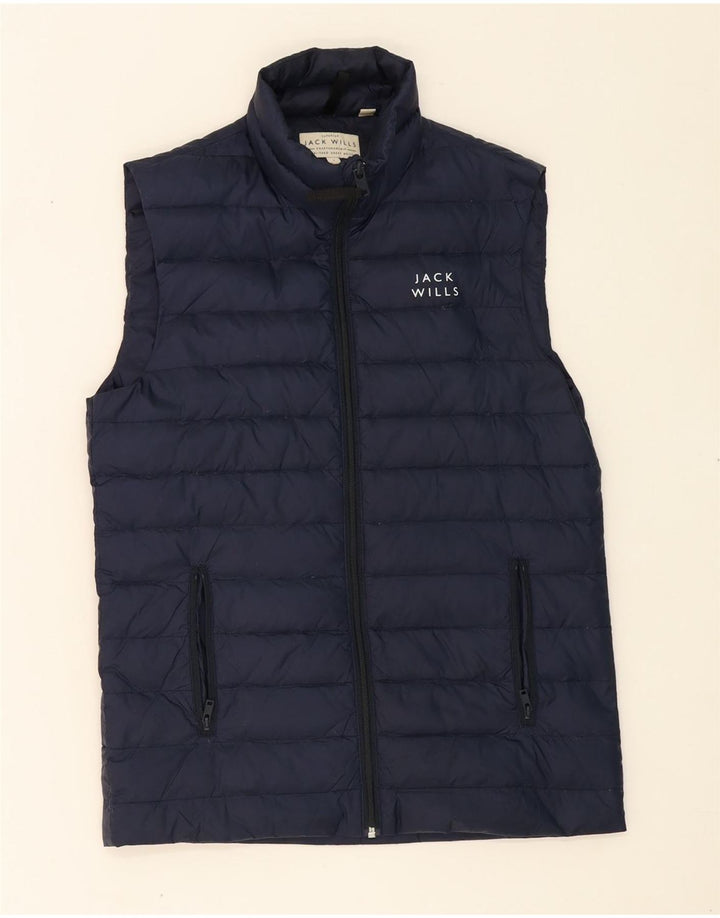 JACK WILLS Mens Padded Gilet UK 36 Small Navy Blue Polyamide Vintage Jack Wills and Second-Hand Jack Wills from Messina Hembry 