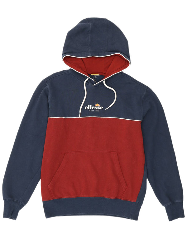Ellesse Mens Hoodie Jumper Medium Navy Blue Colourblock Cotton