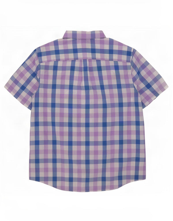 Chaps Mens Easy Care Short Sleeve Shirt 2XL Blue Gingham Cotton