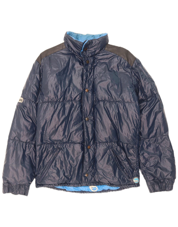 Samas Herre hættepolstret jakke UK 40 Large Navy Blue Colourblock Polyamid