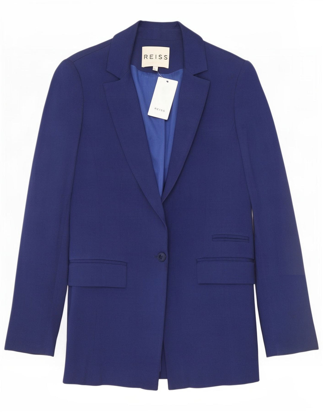 Reiss Womens 1 Button Blazer Jacket UK 8 Small Blue Viscose