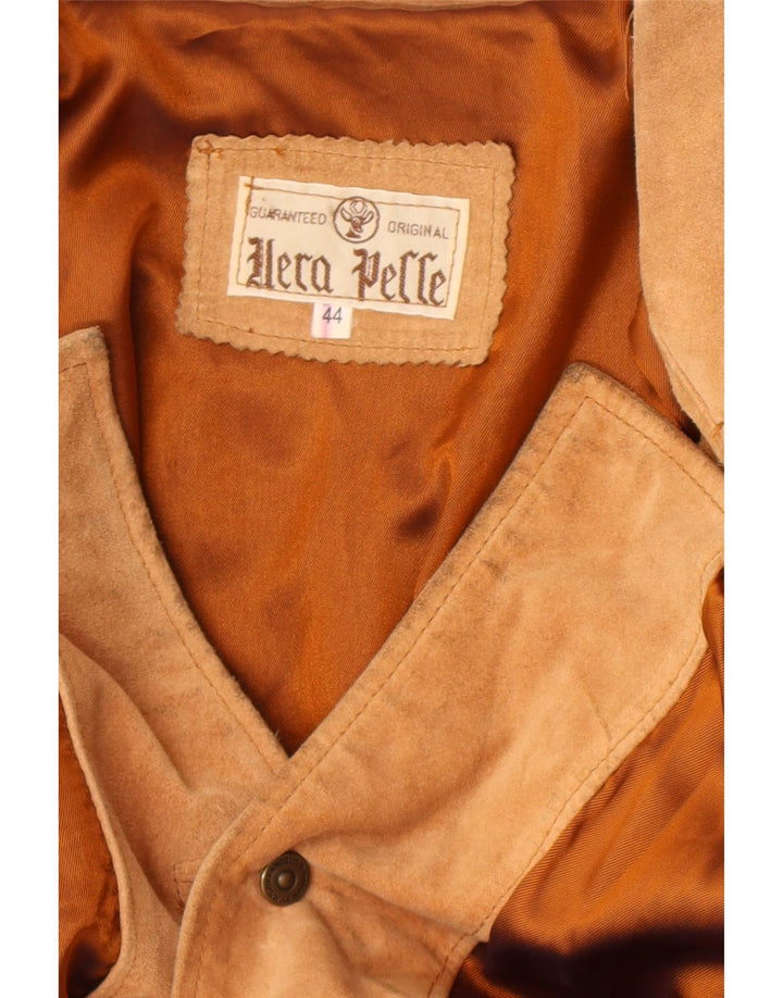 Vintage Womens Oversized 4 Button Suede Blazer Jacket IT 44 Medium Brown