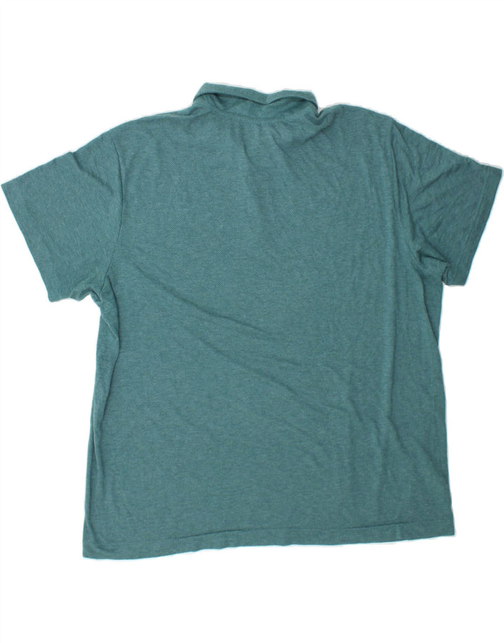 EDDIE BAUER Mens Polo Shirt 2XL Turquoise Spotted Polyester Vintage Eddie Bauer and Second-Hand Eddie Bauer from Messina Hembry 