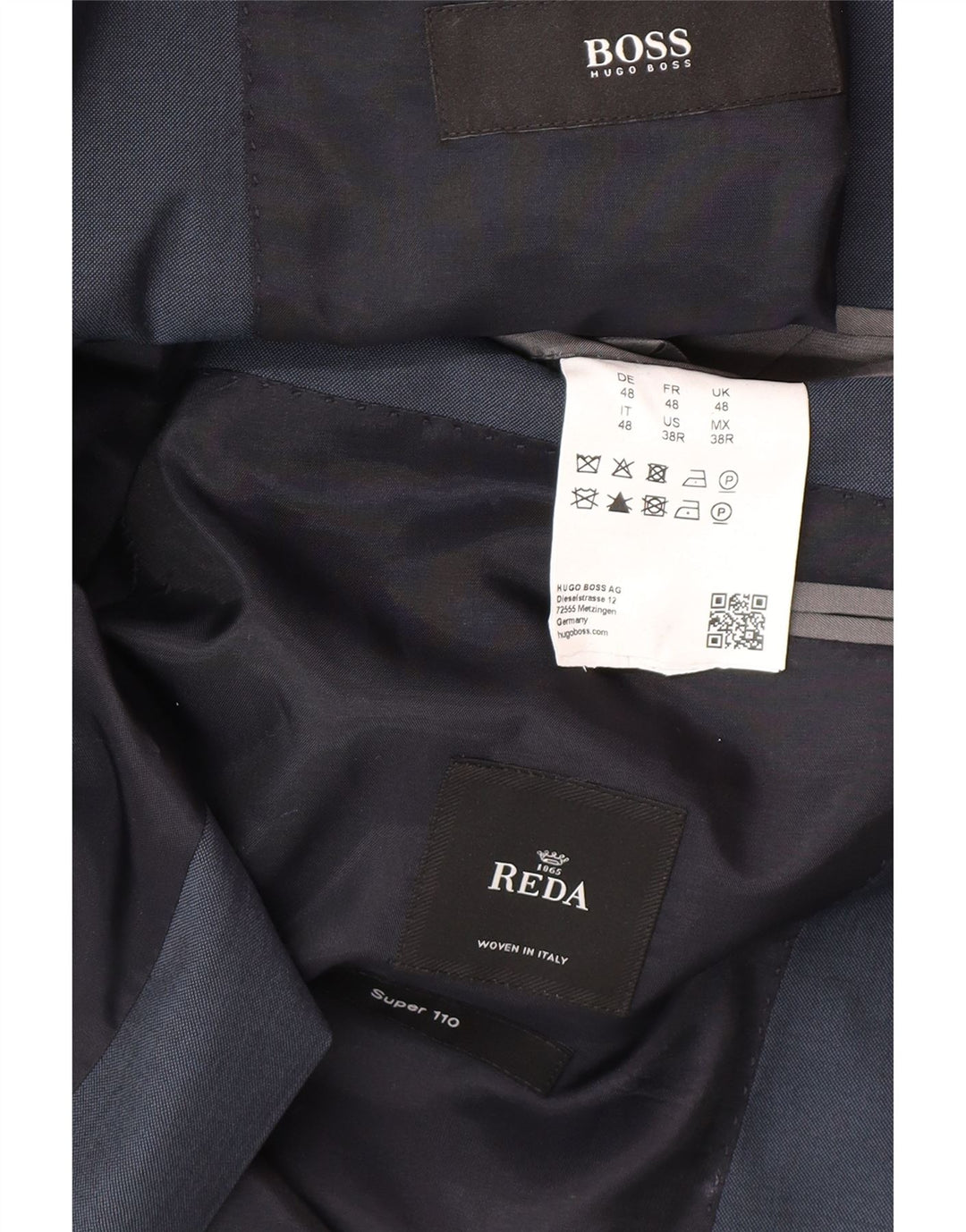 Hugo Boss Herre 2-knaps blazerjakke IT 48 Mellem marineblå uld