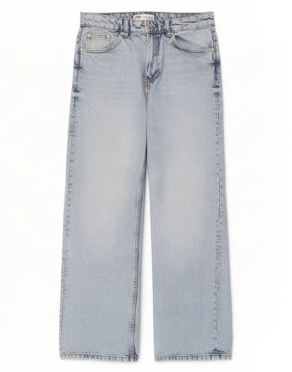 Zara Jeans De Pierna Ancha Para Mujer EU 40 Medium W30 L30 Algodón Azul