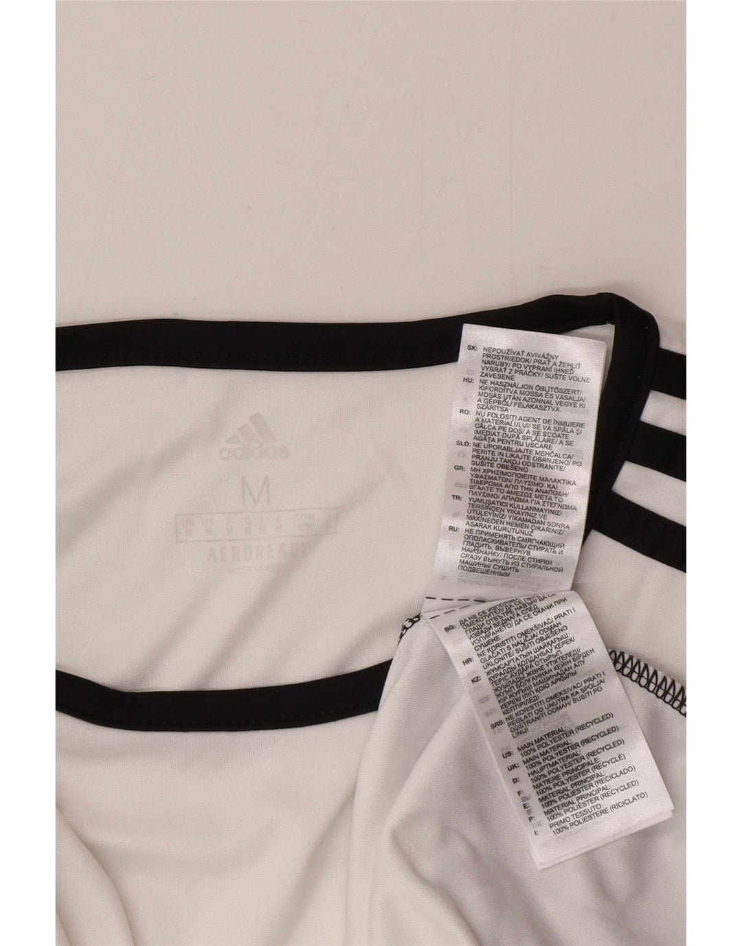 T-shirt Adidas Aeroready da uomo Top in poliestere color block bianco medio