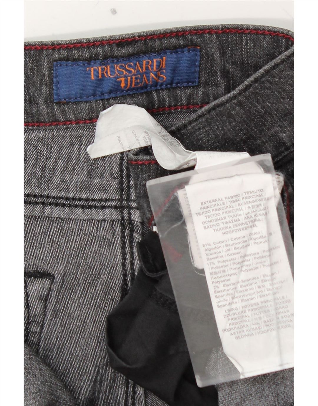 TRUSSARDI Womens Slim Jeans W32 L33 Grey Cotton