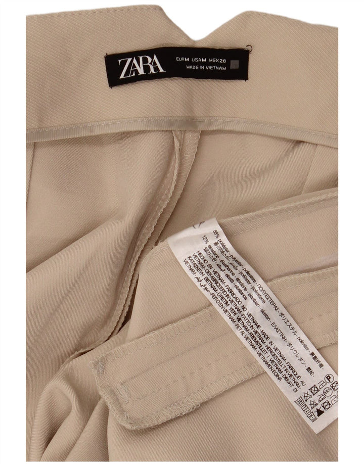 Zara Womens Wide Leg Cropped Trousers Medium W28 L26 Beige Polyester