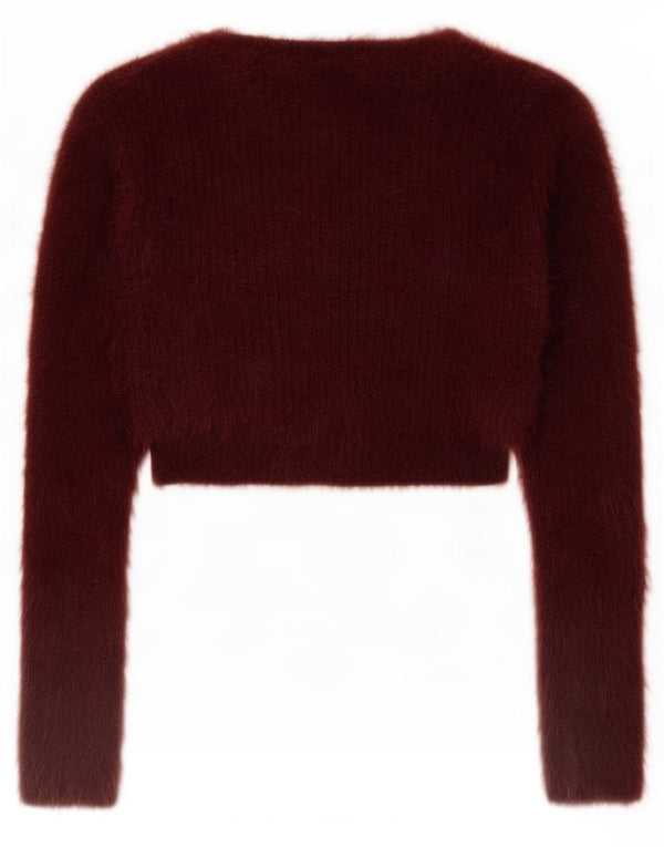 Zara Womens Open Bolero Jumper UK 10 Small Burgundy