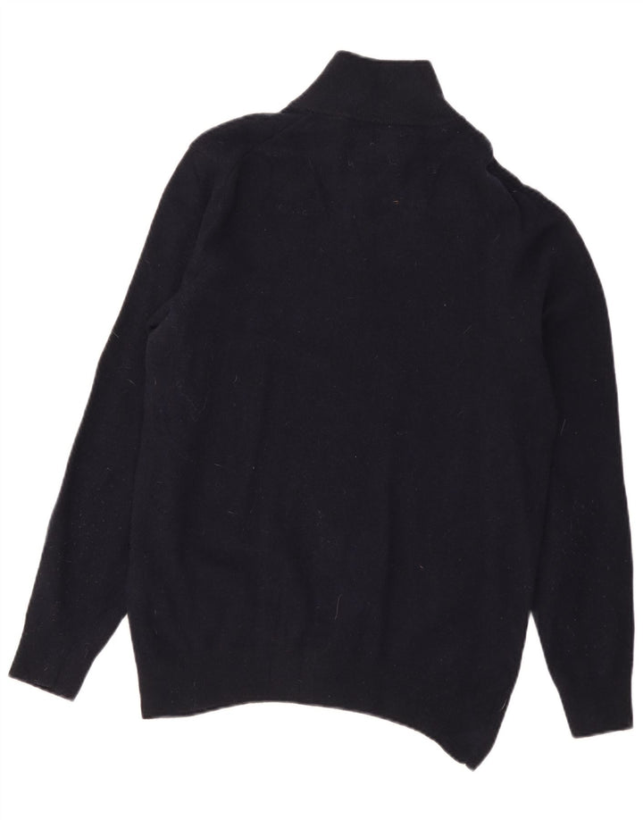 Gant Mens Zip Neck Jumper Sweater Large Navy Blue Wool
