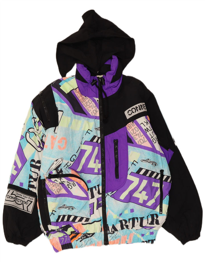 Vintage Mens Graphic Hooded Ski Jacket UK 40 Large Multicoloured Polyamide