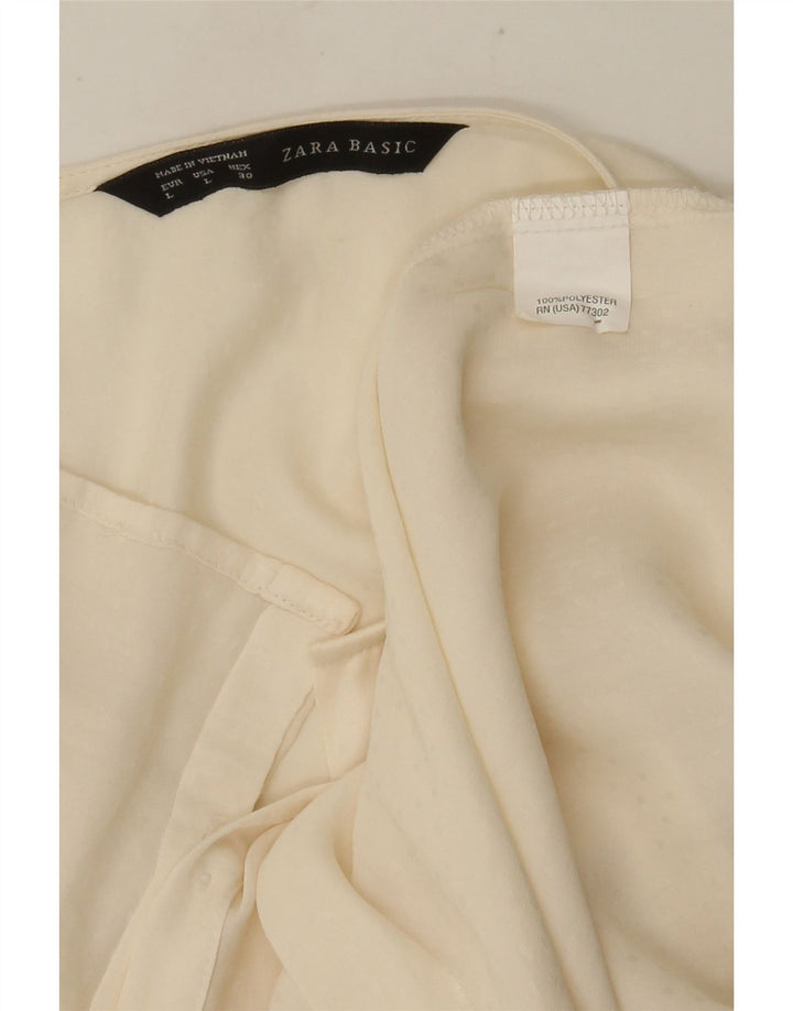 Zara Womens Sleeveless Shirt Blouse UK 16 Large Off White Polyester