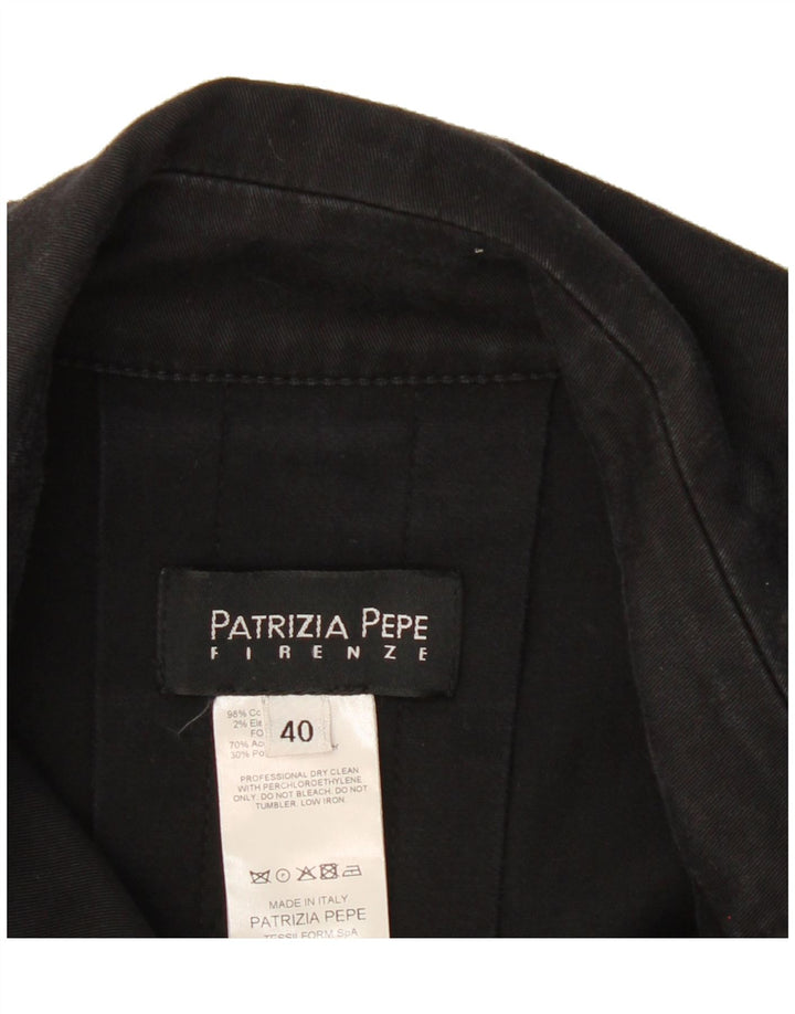 PATRIZIA PEPE Womens Trench Coat IT 40 Small Black Cotton Vintage Patrizia Pepe and Second-Hand Patrizia Pepe from Messina Hembry 