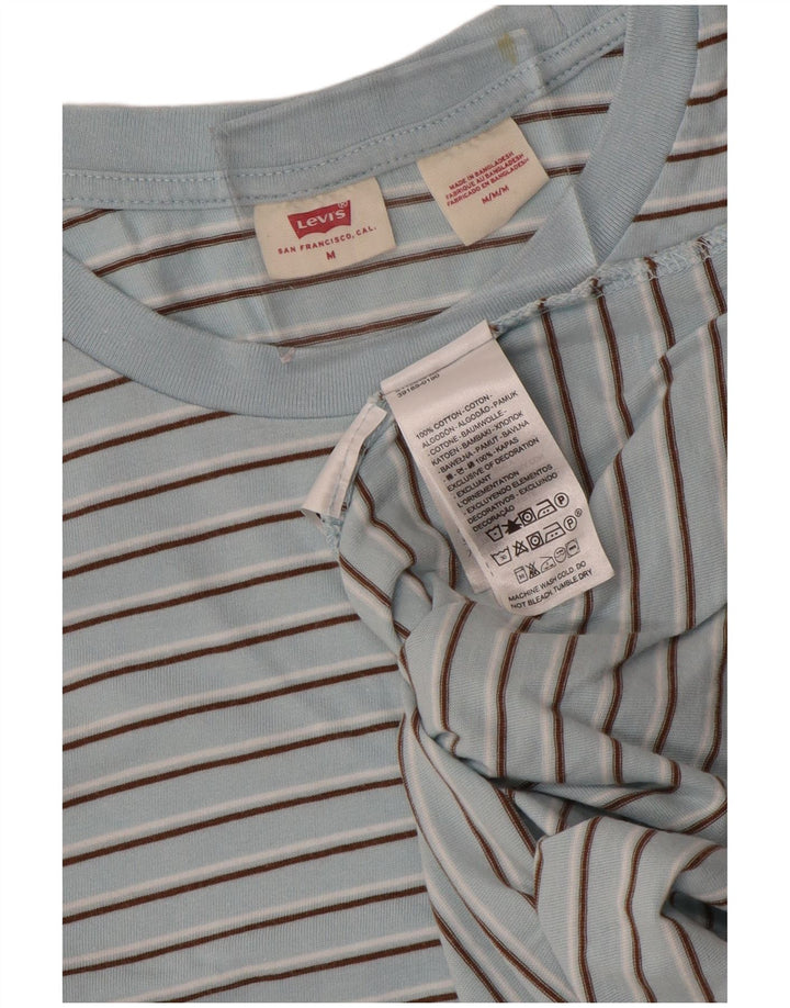 Levi's Mens T-Shirt Top Medium Blue Striped Cotton