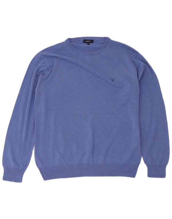 Gant Herren-Pullover mit Rundhalsausschnitt, XL, blaue Baumwolle