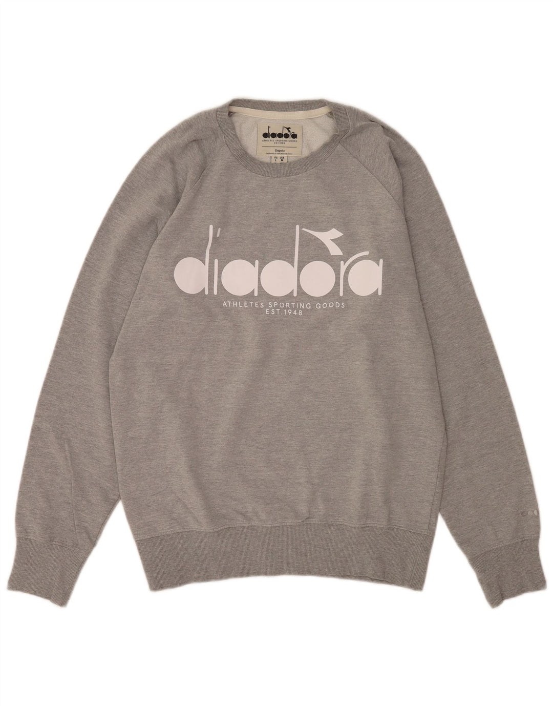 Diadora Herre Grafisk Sweatshirt Jumper Medium Grå Bomuld