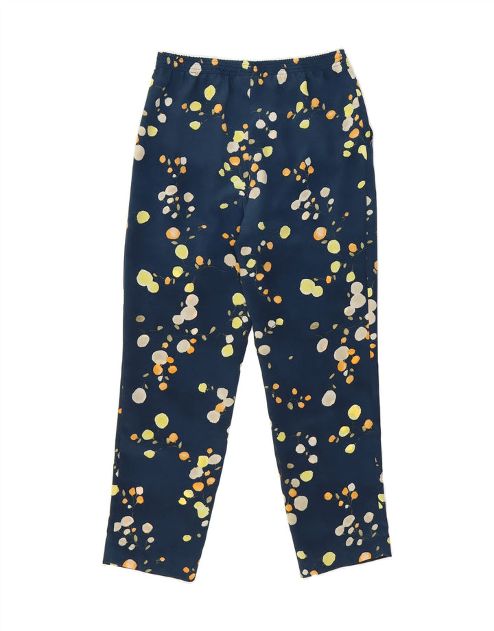 GIAB'S Womens Tracksuit Trousers UK 10 Small  Navy Blue Floral Polyester Vintage Giab's and Second-Hand Giab's from Messina Hembry 