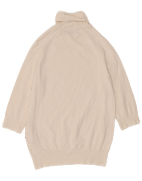 Zara Dame 3/4 ærmer rullehals sweater UK 8 Small Off White