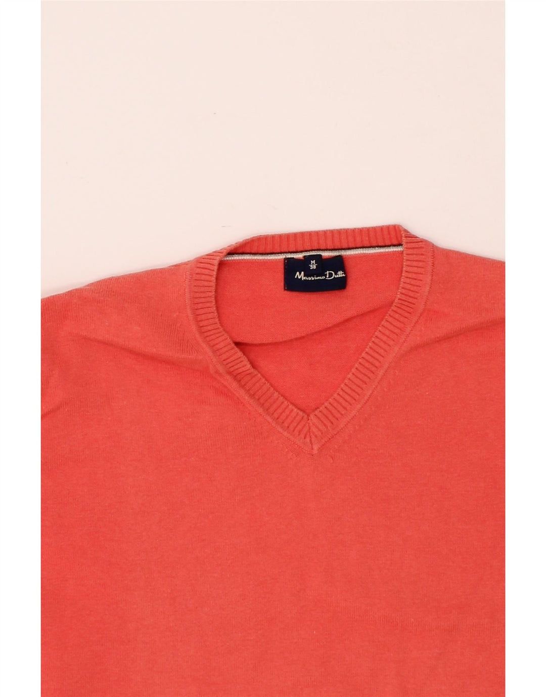 MASSIMO DUTTI Mens V-Neck Jumper Sweater Medium Red Cotton Vintage Massimo Dutti and Second-Hand Massimo Dutti from Messina Hembry 