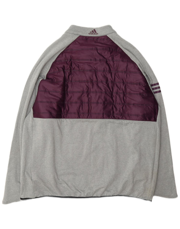 Adidas Mens Zip Neck Pullover Tracksuit Top 2XL Grey Colourblock Polyester