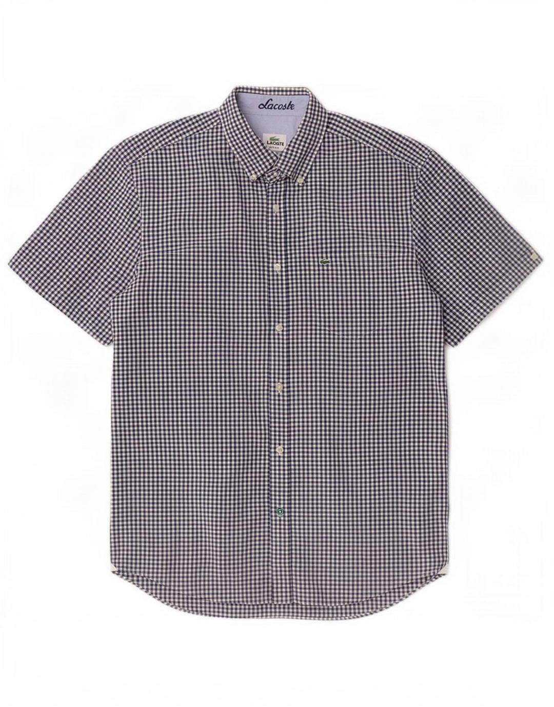 Camicia a maniche corte da uomo Lacoste taglia 40 medio blu navy a quadretti