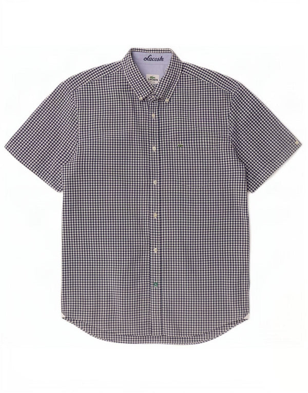 Camicia a maniche corte da uomo Lacoste taglia 40 medio blu navy a quadretti