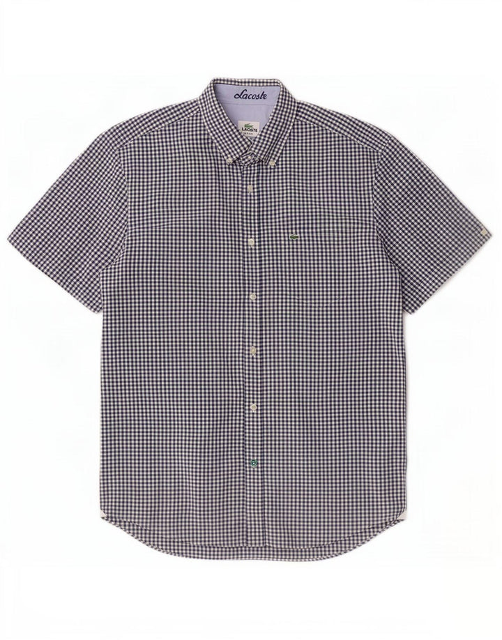 Camicia a maniche corte da uomo Lacoste taglia 40 medio blu navy a quadretti