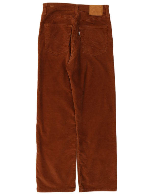 Pantaloni dritti in velluto a coste a vita alta da donna Levi's W27 L27 cotone marrone