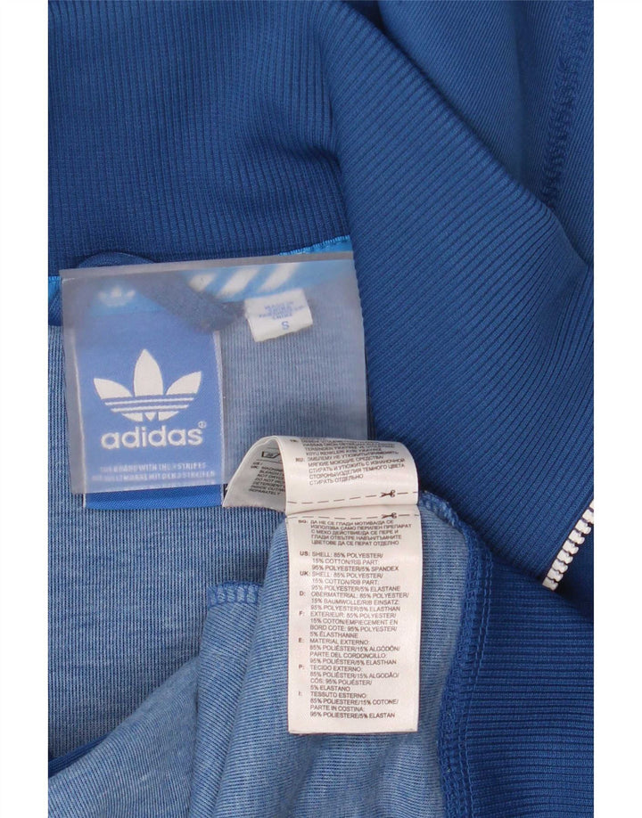 Maglione con cappuccio e zip da uomo Adidas piccolo in poliestere blu
