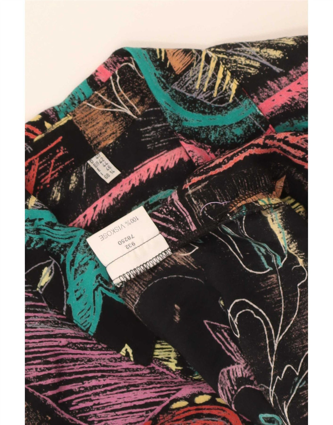 Vintage Womens Shirt Blouse UK 14 Large Multicoloured Patchwork Viscose