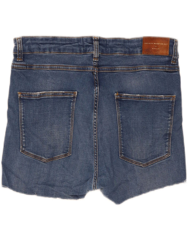 Zara Womens High Waist Skinny Denim Shorts EU 44 XL W34 Blue