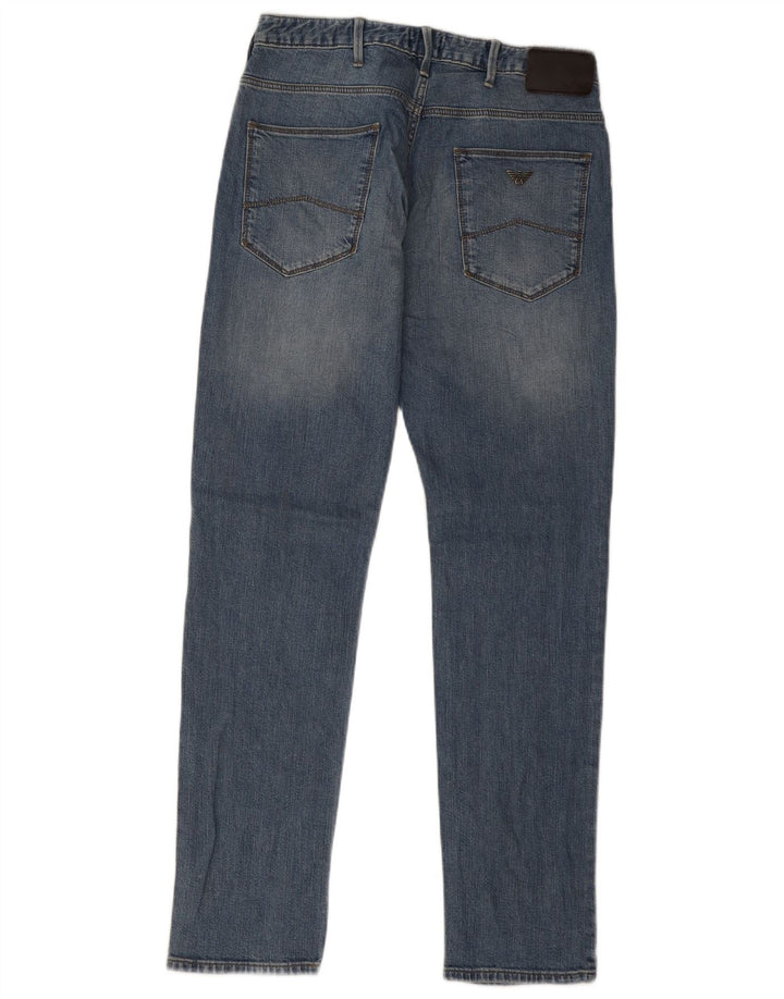 Armani Mens Straight Jeans W30 L31 Blue Cotton