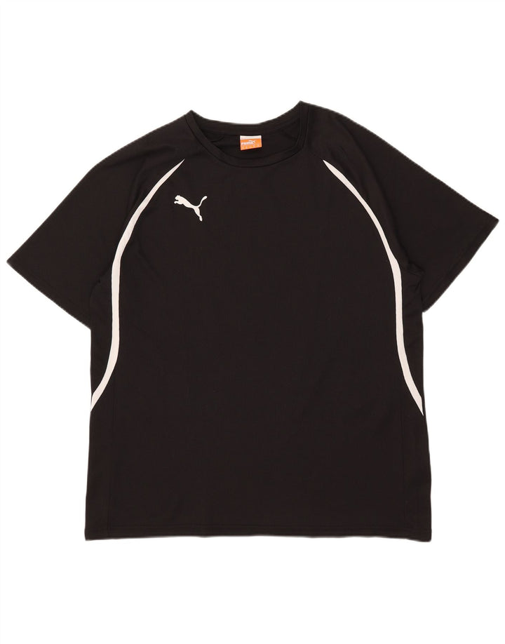 Puma Mens Graphic T-Shirt Top Medium Black Striped Polyester