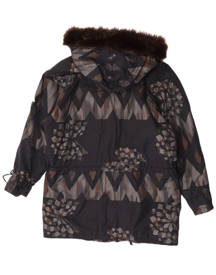 FUCHS & SCHMITT Womens Hooded Padded Coat UK 14 Medium Grey Geometric