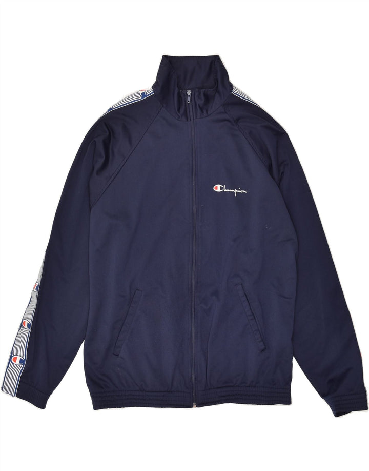 CHAMPION Mens Tracksuit Top Jacket Large Navy Blue Polyester Vintage Champion and Second-Hand Champion from Messina Hembry 